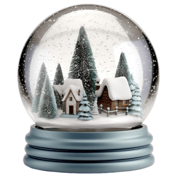 A snow globe with a house and trees inside png