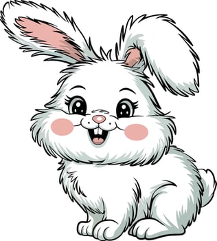 Cheerful Cartoon Rabbit with Fluffy White Fur and Floppy Ears vector
