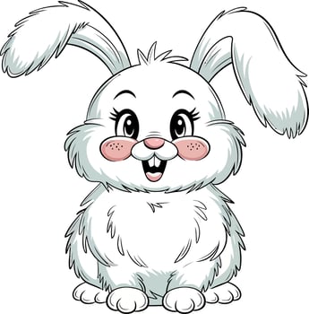 Illustration of Rabbit with Fluffy White Fur and Floppy Ears vector