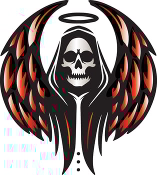 angel skull with wings mascot logo T-shirt print vector