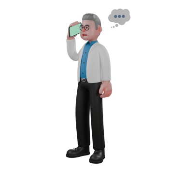 3D Illustrated of Male Physicist. A male physicist stands holding a cellphone in his left hand. Astrophysics Specialist png