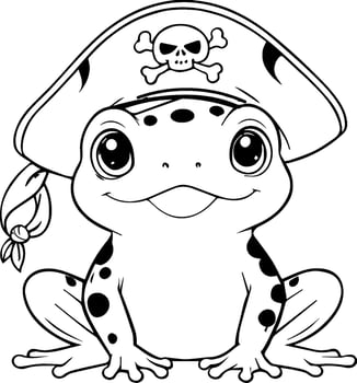 cute Pirate frog drawing page for kids vector