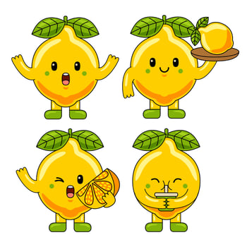 Cute Lemon Fruit Character Mascot Illustration vector