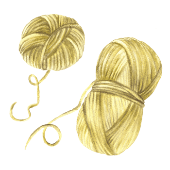 Skein of knitting thread. Green yellow pastel coloured ball of yarn clipart Watercolor hand drawn illustration in realistic style Handmade object set for hobby Tangled threads isolated from background png