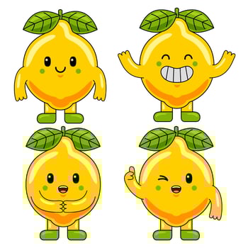 Cute Lemon Fruit Character Mascot Illustration vector