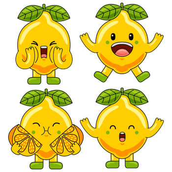 Cute Lemon Fruit Character Mascot Illustration vector