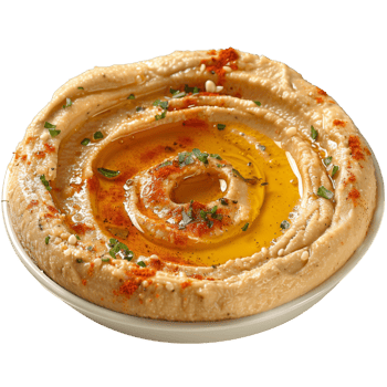 Hummus dip with parsley on transparent background. png