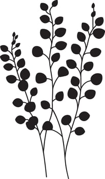 eucalyptus leaves with branches clean simple icon outline black vector