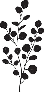 eucalyptus leaves with branches clean simple icon silhouette black vector