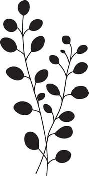 eucalyptus leaves with branches clean simple icon outline black vector