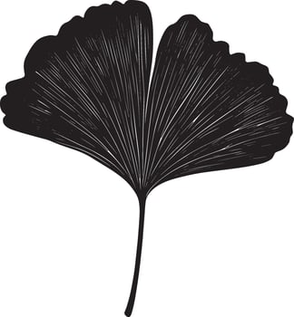 Ginko leaf clean simple silhouette black vector
