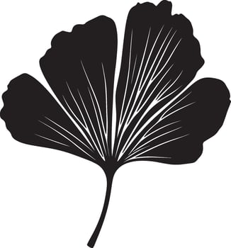 Ginko leaf clean simple icon silhouette black vector