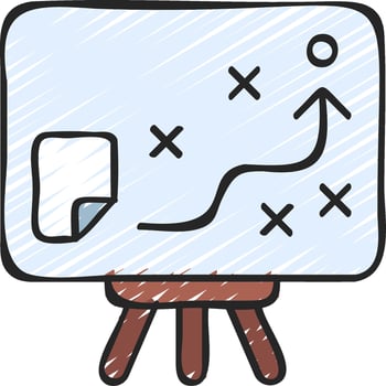 An illustration of a whiteboard with arrows on it vector