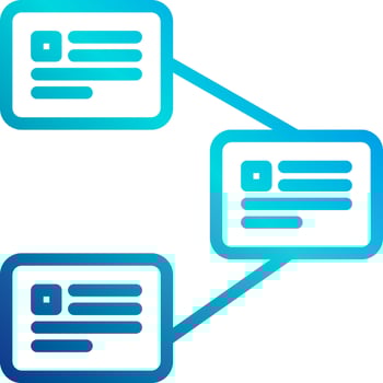 Two blue and white icons with a blue line connecting them vector