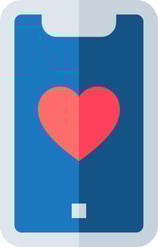 A phone with a heart on it vector