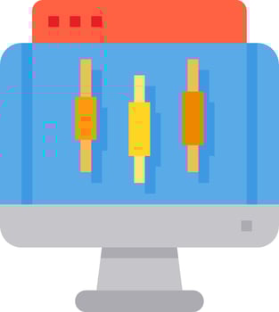 A computer monitor with a bunch of different colored sticks vector
