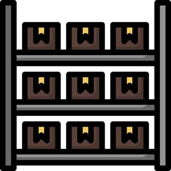 A rack of boxes with a sign on it vector