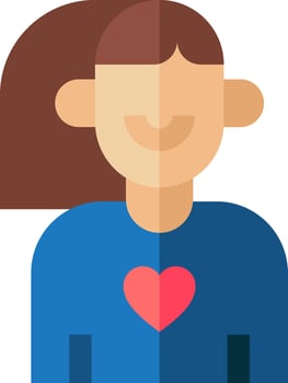 A woman with a heart on her chest vector