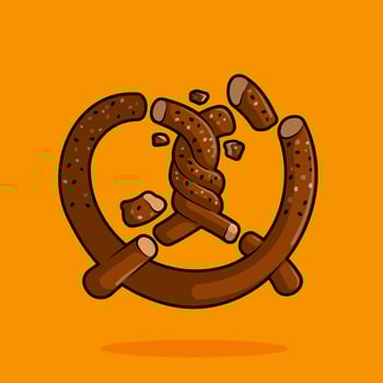 illustration of delicious and savory fried hot pretzel in line art style. Can be used for restaurants, cafes, local street food, cookbook menu covers vector
