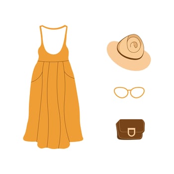 Set of a fashionable women's clothing and accessories vector