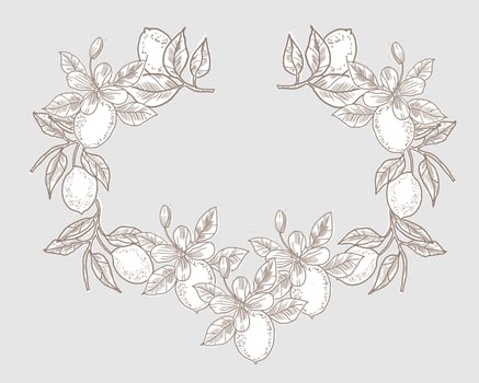 Lemon Hand Drawn Illustration Wreath vector