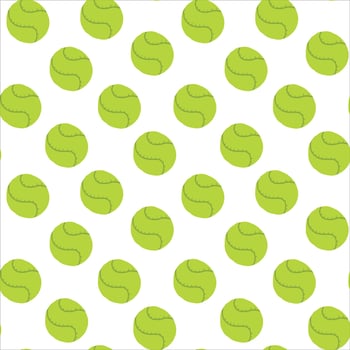 Seamless Tennis Ball Pattern on White Background. Concept of Sports Design, Athletic Element, Green Balls. For Prints, Wallpaper, Fabric, Wrapping paper vector
