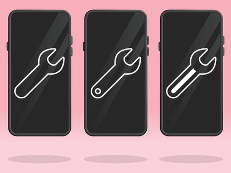 Smartphone Wrench Repairman Spanner Outline on Screen vector