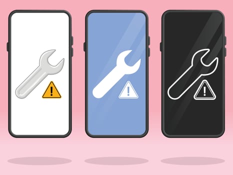 Smartphone Wrench Spanner Triangle Repair Notice vector