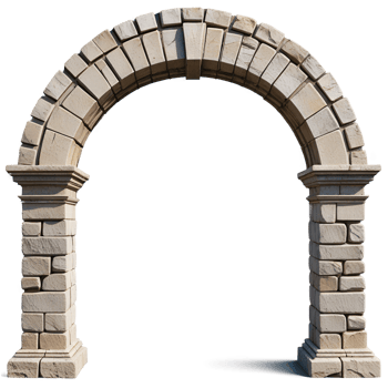 Stone archway entrance medieval architecture isolated transparent background png