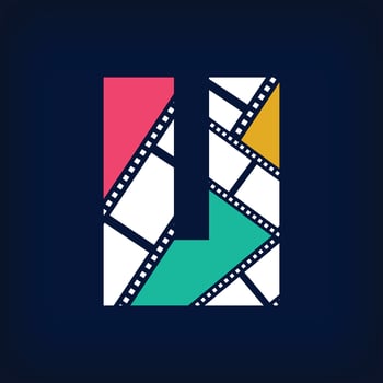 Color film photo collage Letter U, logo design in modern sign form. Simple geometric corporate identity design. vector