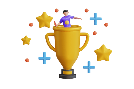 Table Tennis Champion 3D Illustration. Table Tennis Trophy 3D Illustration png