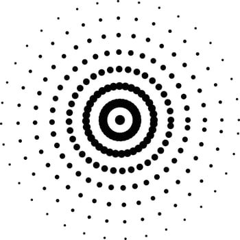 A black and white circle with dots on it vector