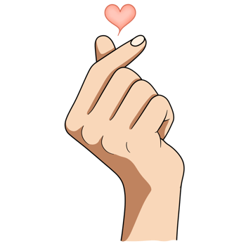 korean love hand sign png