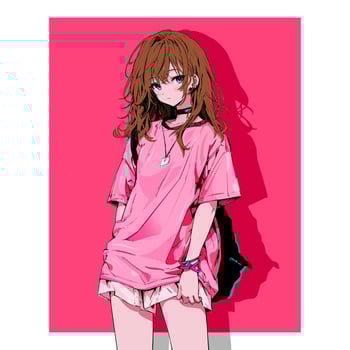 young girl cartoon character in an all-pink suit in anime style vector