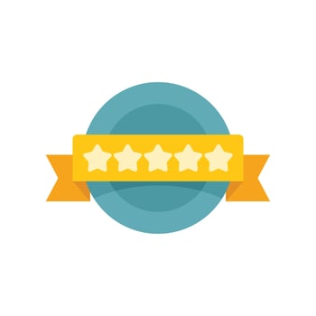 Blue circle with five stars rating showing quality vector