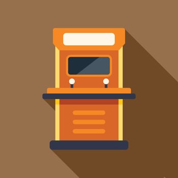 Orange arcade game machine with joysticks for two players vector