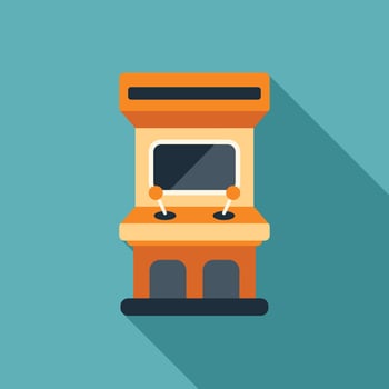 Arcade game console displaying playing screen with joysticks vector