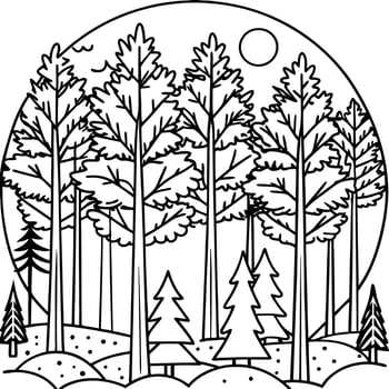 Winter forest coloring pages vector