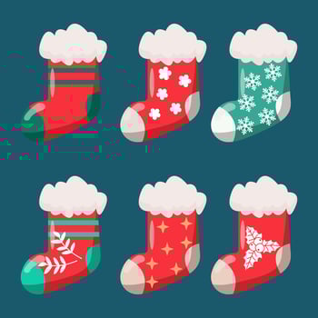 Set of Festive Christmas Stockings vector