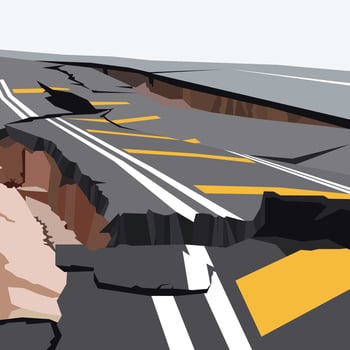 destroyed road by earthquake illustration vector