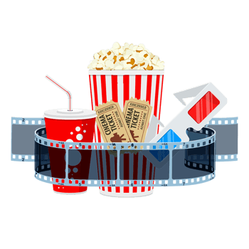 Popcorn and cinema glasses png