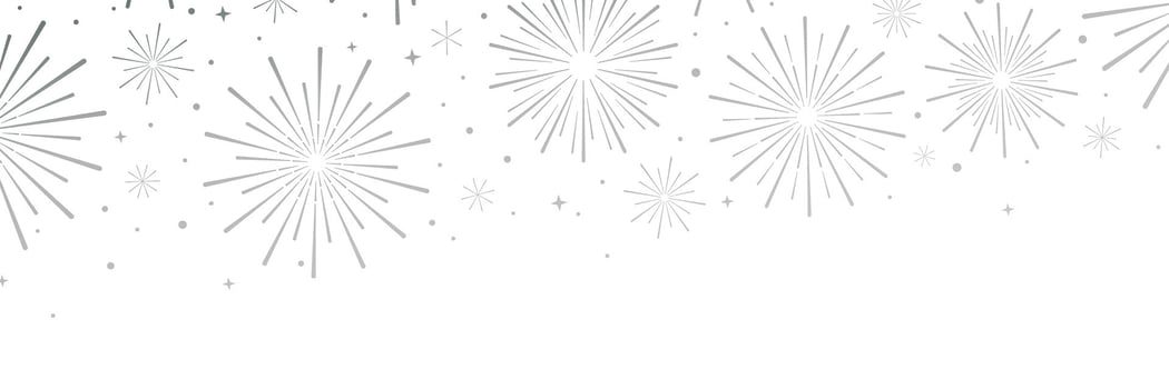 White and silver firework banner, elegant minimalist border frame, festive cover design vector