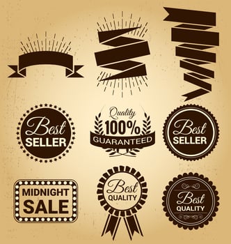 A collection of vintage style labels ribbons and badges Retro inspired labels for product packaging vector