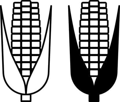 Corn icons. Black and White Vegetarian Food Icons. Healthy Eating. Vegetables Concept vector