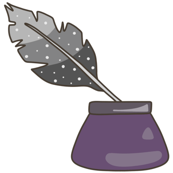 ink bottle with feather quill pen png