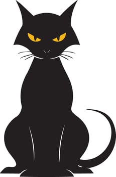 Halloween Black Cat Silhouette Icon for Spooky Designs vector