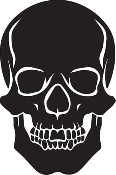 Black Skull Silhouette Icon for Spooky Designs vector