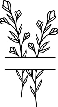 Split Border With Line Art Wildflowers vector