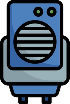 A blue and white cartoon machine with a speaker vector