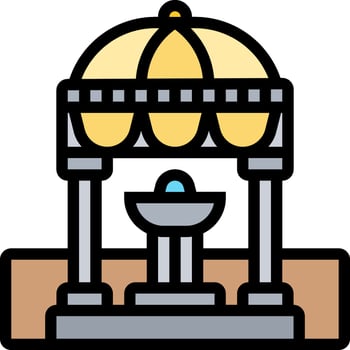 A gazebo with a fountain in the middle vector